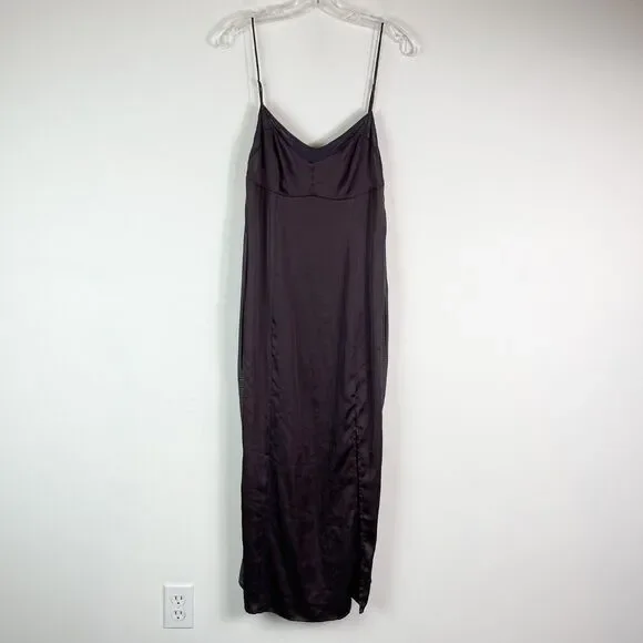 Free People NWOT Chocolate X Intimately FP City Cool Midi Slip Dress Size L - Picture 2 of 7